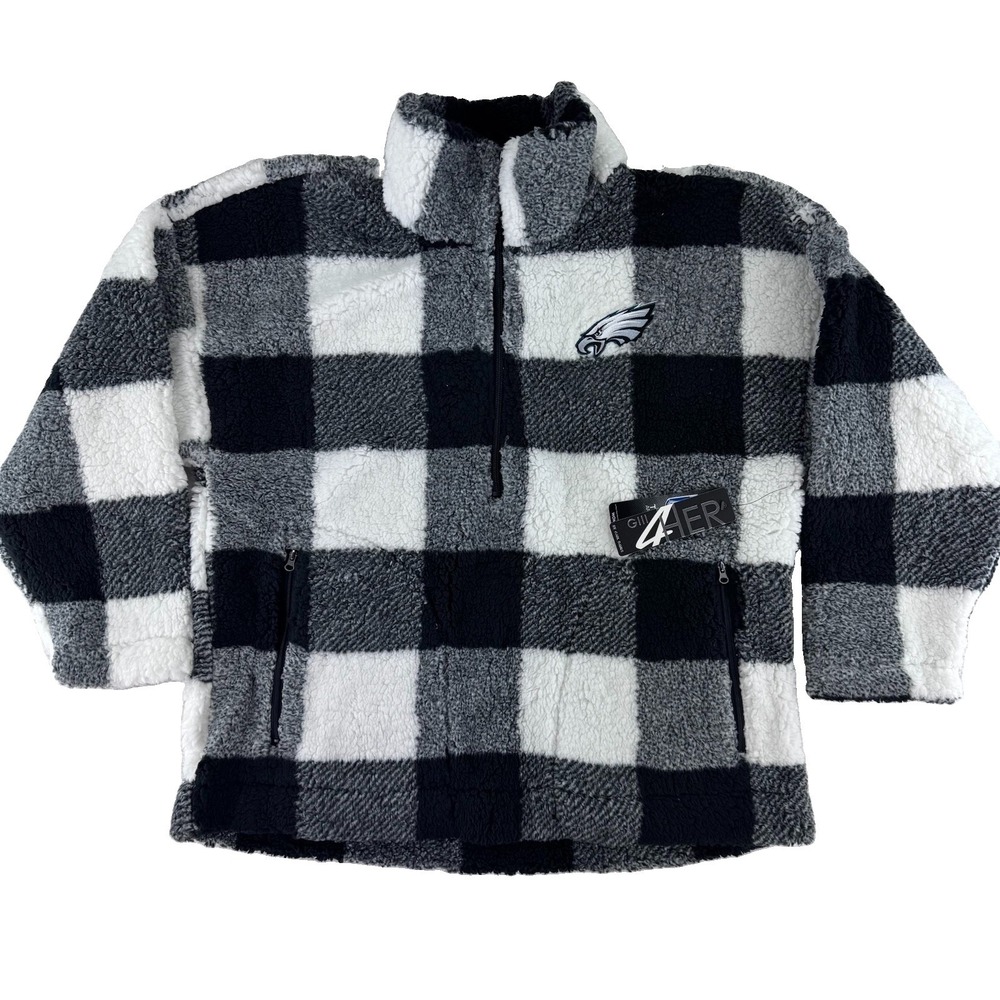NFL Philadelphia Eagles Buffalo Plaid Half Zip Pullover Fleece Sweater XL